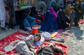 Pakistan border officials say more than 100,000 people have crossed into Afghanistan since the beginning of October