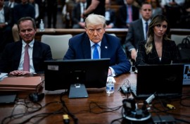 Former US President Donald Trump prepares to testify during his trial at New York State Supreme Court in New York, on November 6, 2023