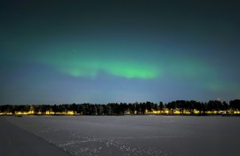 The Northern lights illuminating the sky over Lulea this year. The Swedish town sits just 150 kilometres south of the Arctic Circle. 'Here it's the opposite of Spain, where you are outside a lot,' said social strategist Asa Koski 