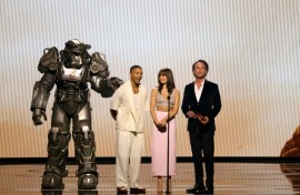 Actors involved in a 'Fallout' television show being created for Amazon take part in the 2023 Game Awards where a 'Last of Us' series based on the eponymous video game won for best adaptation