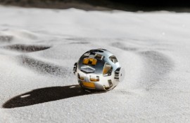 The transformable lunar surface robot, or "SORA-Q", is meant to move about the Moon's surface, sending photos to earth