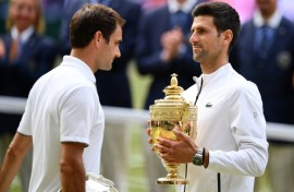 Roger Federer and Novak Djokovic (right) have won 46 Grand Slam titles between them