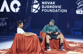 Nick Kyrgios interviewing Novak Djokovic at the Australian Open