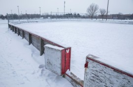 An ice hockey rink at Jarry Park in Montreal, seen here, was closed for skating through much of January 2024