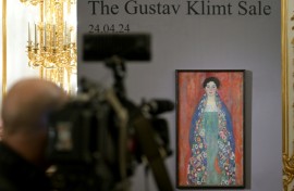 The well-preserved 'Bildnis Fraeulein Lieser' (Portrait of Miss Lieser) by Austrian artist Gustav Klimt was presented to the public for the first time Thursday