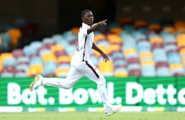 Shamar Joseph dismisses Australia's Josh Hazlewood to seal a win for the West Indies in the second and final Test