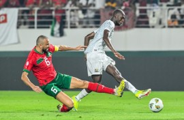 Evidence Makgopa (R) puts South Africa ahead against Morocco
