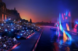The Paris Olympics opening ceremony, shown in this mock-up illustration released by organisers, will break tradition by taking place on the River Seine