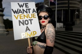 Vixen Temple from the group Fired Up Stilettos, who are demanding better employment rights for adult entertainment workers in New Zealand