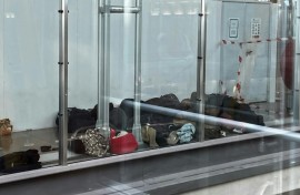 Asylum seekers sleep on the floor of Madrid airport, which has set up two new rooms to house them