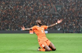 Seko Fofana celebrates a dramatic Africa Cup of Nations quarter-final victory for Ivory Coast over Mali
