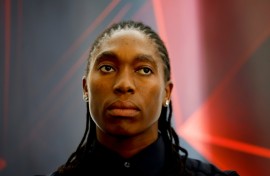 South Africa's two-time Olympic champion Caster Semenya appears at a press conference as she prepares for the next stage of her legal battle 