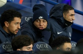 Kylian Mbappe (C) was rested for Saturday's game against Lille