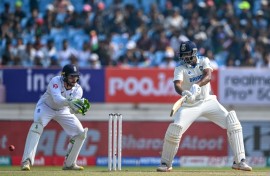 India's Ravichandran Ashwin plays a shot in the third Test against England