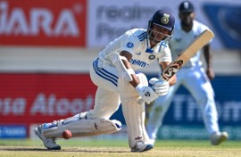 Yashasvi Jaiswal returned to bat after he retired hurt on 104 on day three and moved to 149 at the break
