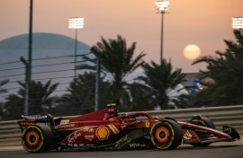 Pace-setter: Ferrari's Carlos Sainz in action at Sakhir on Thursday