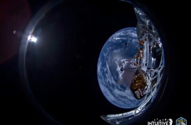 This photo courtesy of Intuitive Machine shows the first view of Earth taken during the IM-1 mission 
