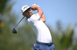 Erik van Rooyen of South Africa plays a shot on the way to the first-round lead in the US PGA Tour Mexico Open at Vidanta Vallarta