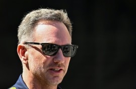 Red Bull Racing team principal Christian Horner arrives for practice at the  Bahrain Grand Prix 