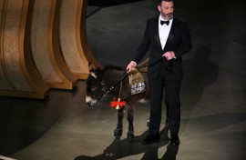 Late-night television talk show host Jimmy Kimmel -- seen here hosting the Oscars in 2023 -- will be back for more in 2024