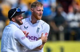 The 32-year-old all-rounder Stokes (R) rattled Rohit's stumps with a delivery that seamed off the pitch