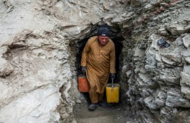 A group of unemployed Afghan men's efforts to mine the rocky mountains of Badakhshan province have borne little fruit so far