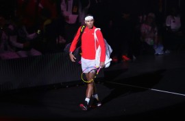 Rafael Nadal takes the court in The Netflix Slam earlier in March