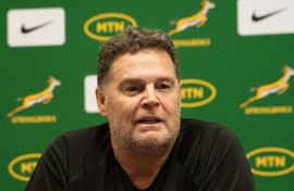 South Africa head coach Rassie Erasmus addresses a Springbok rugby press conference in Cape Town on March 12, 2024
