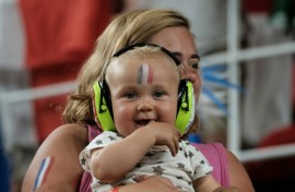 Sports are fine for babies 'with the right equipment', one parent said 
