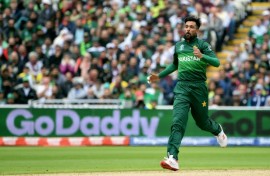 Return: Pakistan's Mohammad Amir at the  2019 Cricket World Cup 