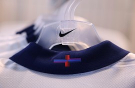 The multi-coloured design of the St George's Cross on England's new football kit has caused controversy 
