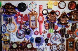 Some 366 clocks cover the walls in the living room of 76-year-old Werner Stechbarth's apartment in Munich