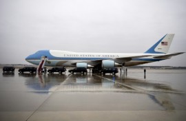 The US president is accompanied by a group of 13 White House journalists when he travels on Air Force One 