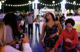 Beyonce fans held a joyful party at a Houston roller rink to celebrate their queen's new album