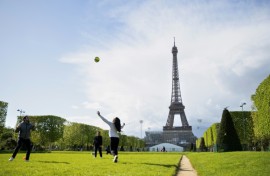 The Champ-de-Mars park in front of the Eiffel Tower is getting a makeover before hosting the beach volleyball and men's blind football at the Paris Olympics and Paralympics respectively