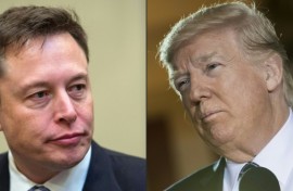 Elon Musk (L) says he will not directly back Donald Trump (R) or Joe Biden, but his X feed makes clear that his support lies with the Republican