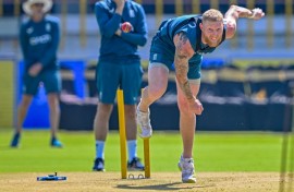 Stokes at practice ahead of the third Test cricket match between England and India in Rajkot in February 2024