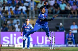 Romario Shepherd removed David Warner at the start of the Delhi innings but it was his 10-ball 39 with the bat that proved vital for Mumbai
