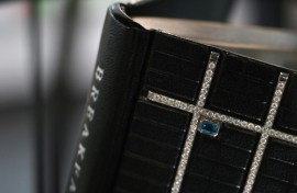 The one of a kind volume is signed by the author and decorated with almost 30 carats of diamonds