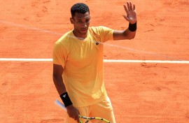 Canada's Felix Auger-Aliassime won his first-round match against Italy's Luca Nardi at the Monte Carlo Masters