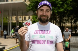'Literally Anybody Else' poses with his driver's license, hoping for luck on his 2024 White House bid