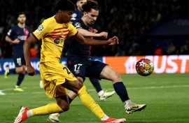 Barcelon forward Lamine Yamal (L) has burst into the limelight this season with dynamic performances on the right wing