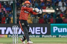 Travis Head on his way to a 41-ball 102 as Sunrisers Hyderabad posted an IPL  record 287-3 against Royal Challengers Bengaluru 