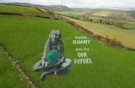 Artist Jamie Wardley created the painting for Earth Day to remind voters to consider the environment when they cast their ballots 