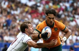 Wallabies star Jordan Petaia (C) will miss the rest of the Super Rugby season with a shoulder injury