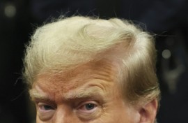 Former US president Donald Trump attends his trial for allegedly covering up hush money payments linked to extramarital affairs, at Manhattan Criminal Court in New York City on April 23, 2024