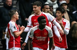 Arsenal's Kai Havertz celebrates after scoring against Tottenham