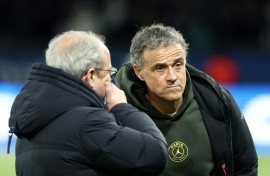 Luis Enrique (R) is hoping to lead Paris Saint-Germain to a historic treble