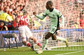 Nicolas Jackson celebrates scoring the winning goal for Chelsea at Nottingham Forest.
