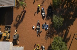 Historic levels of rainfall and flooding in southern Brazil, such as seen in this aerial view over Porto Alegre on May 6, 2024, have fueled a spate of conspiracy theories